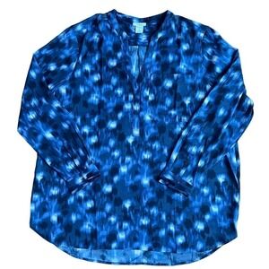 NWT Daily Ritual Mandarin Y-Neckline Pullover in Blue Tie Dye, size XXL